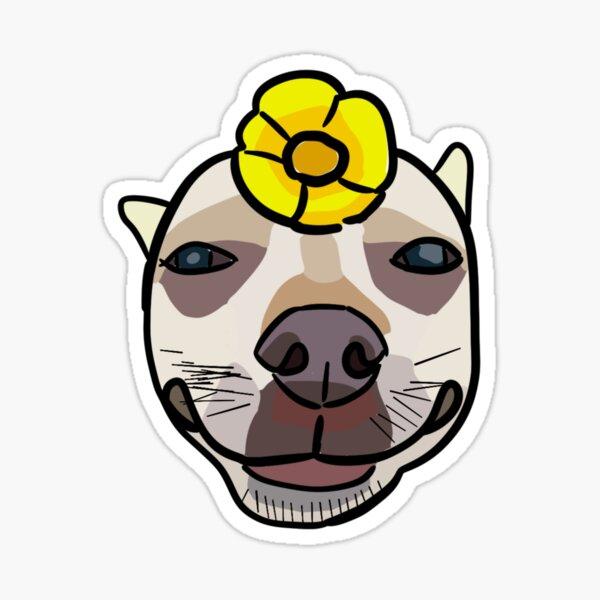 Goofy Dog with Yellow Flower vinyl sticker — Dogs